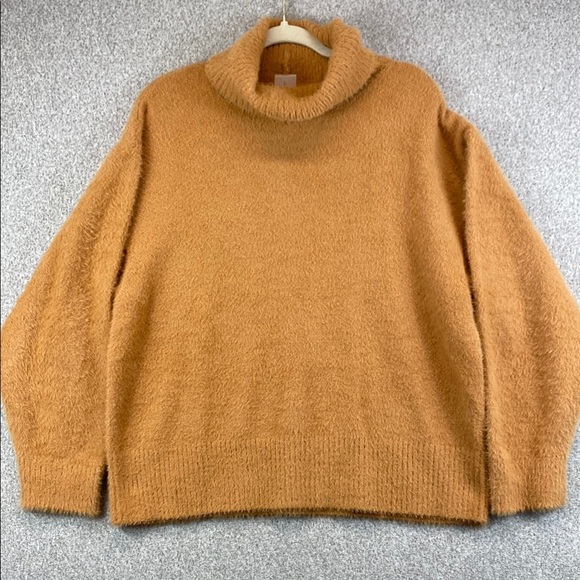 Calia turtle neck sweater L ultra soft caramel brown casual travel cozy basics - Picture 1 of 8